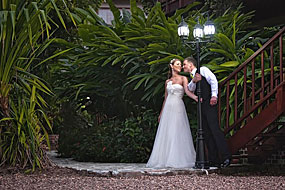 Wedding couple in garden